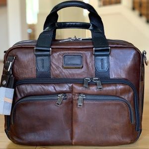 Tumi Alpha Bravo Albany Brown Leather Bag NEW!